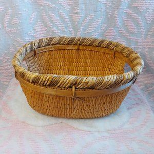 Vintage Wicker Laundry Hamper / Storage Basket 17.5" L x 16"D x 9.5"H